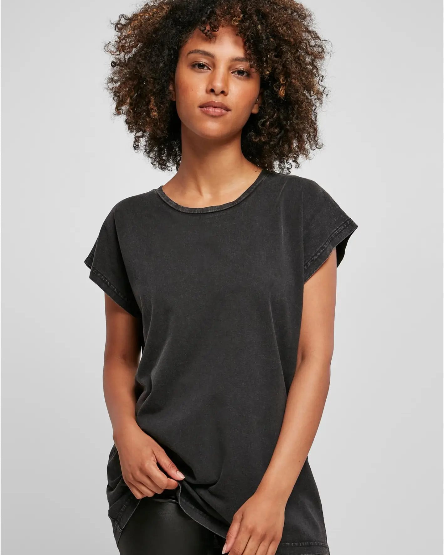all-groups Women's Acid Washed Extended Shoulder Tee