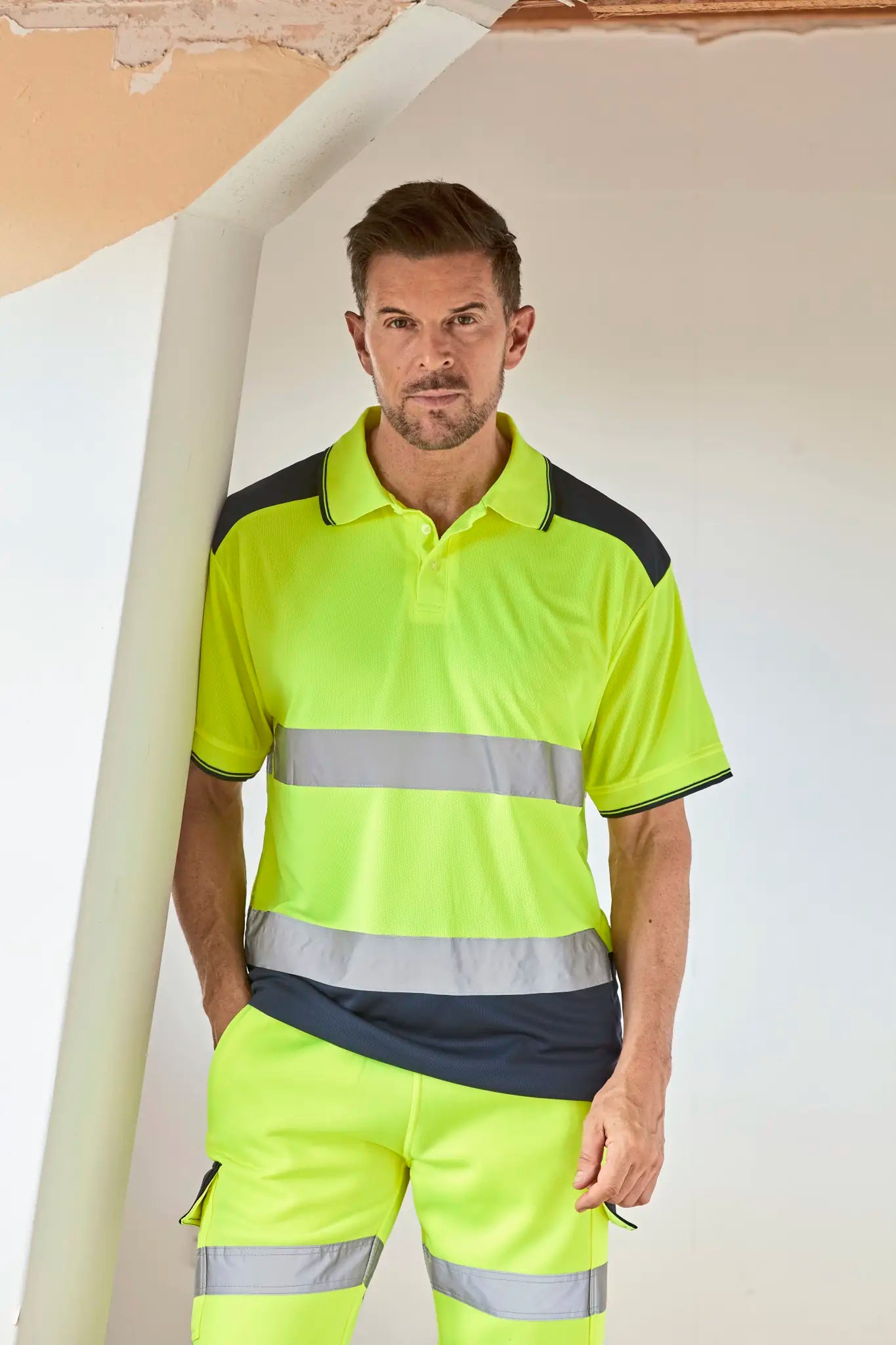 all-groups Men's Hi Vis Two Tone Polo