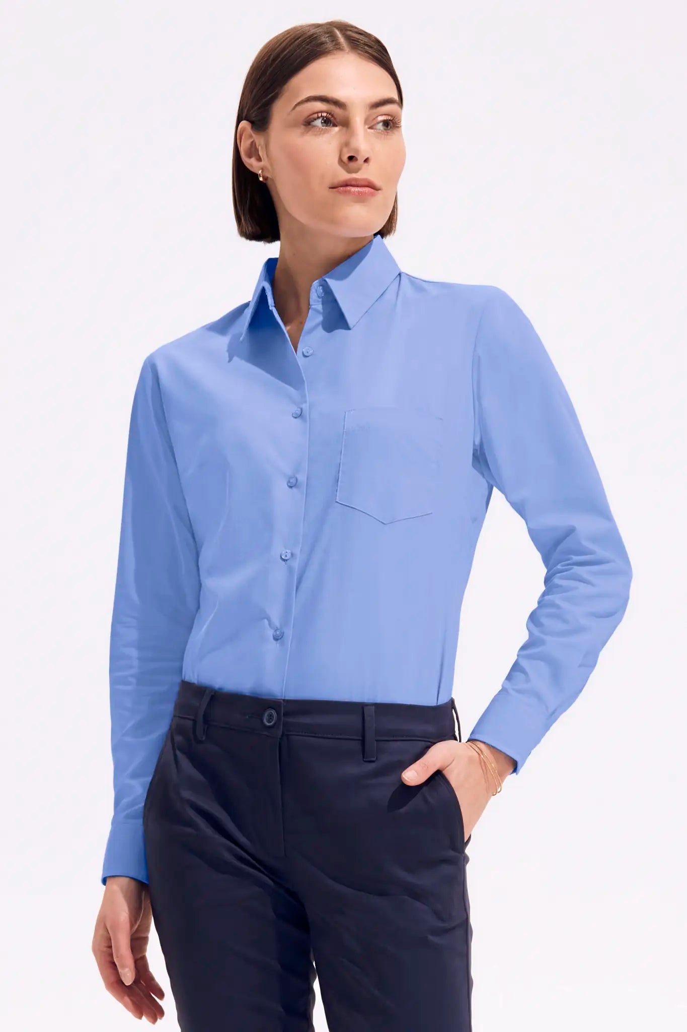 all-groups Women's Popeline Blouse Executive Long Sleeve
